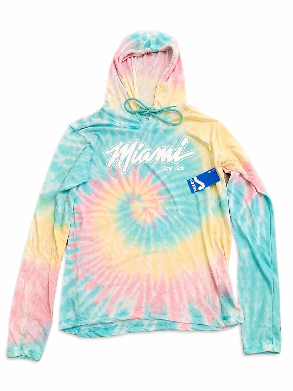 Surf Style Pastel Tie-Dye Hoodie - Pink, Yellow, Aqua